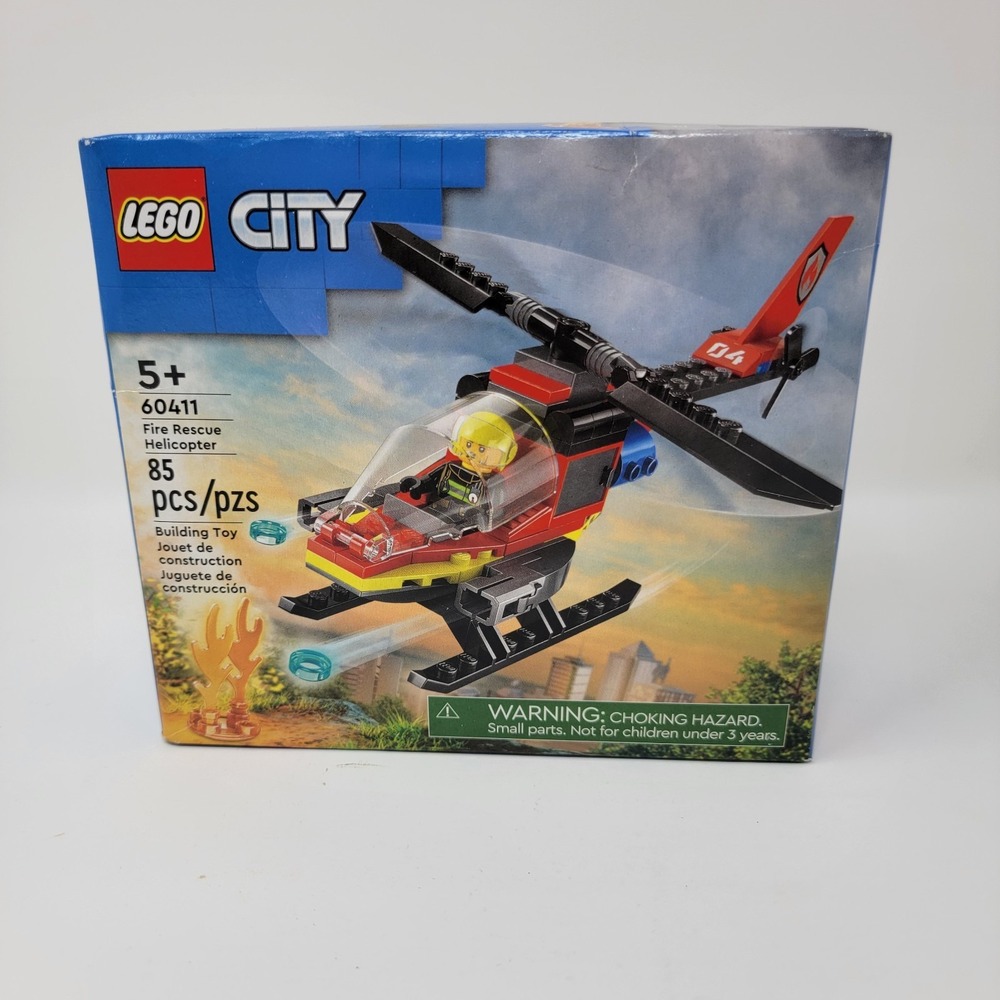 New! LEGO City 60411 Fire Rescue Helicopter Building Toy 85 pieces - Ages 5+